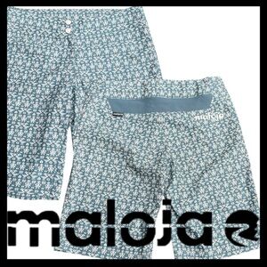 Maloja Blue/White Aztec Print Outdoor Mountain Bike Shorts (L)